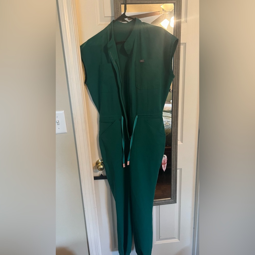 Figs Rafaela Cargo Jumpsuit in Hunter Green